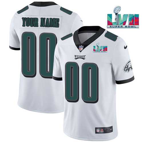 Men & Women & Youth Philadelphia Eagles Custom White Super Bowl LVII Patch Vapor Untouchable Limited Stitched Jersey